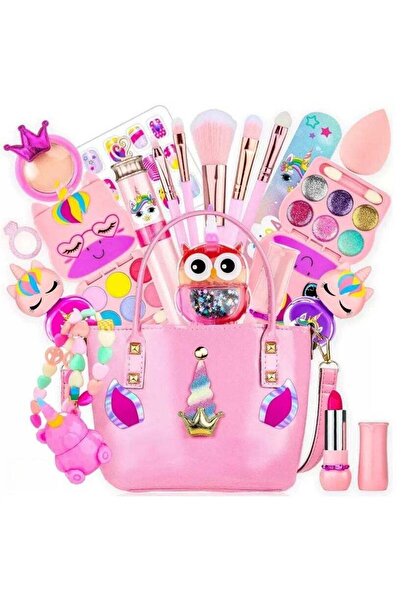 LIXADA مجموعة مكياج للأطفال للبنات، 19 قطعة، قابلة للغسل، مع حقيبة محمولة، آم...