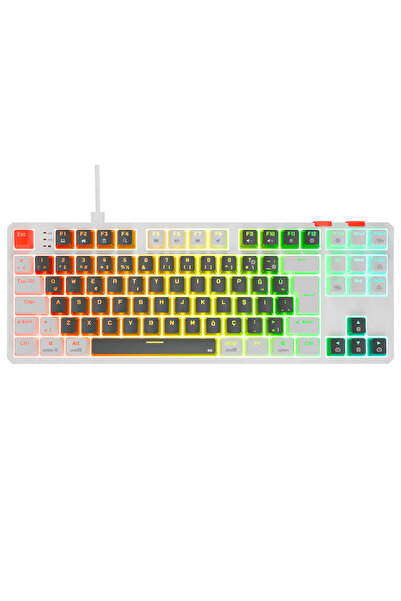 Rampage Yoru TKL Gri/Beyaz Type-C Bağlantılı Outemu Red Swich Q Mekanik Gamin...