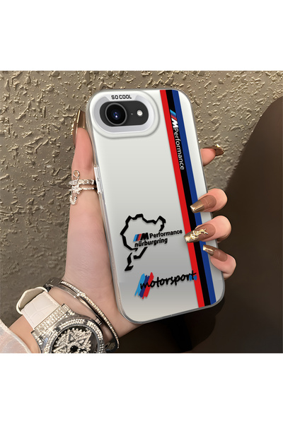 Hontinga iPhone 16E Compatible Bmw Patterned Silicone Edge Hard Back Anti-Fal...