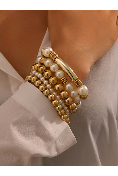 Take Two By Styli Set of 5 - Faux Pearl Beaded Bracelets