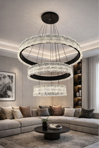 genric Modern black LED pendant light with three lights and remote control, t...