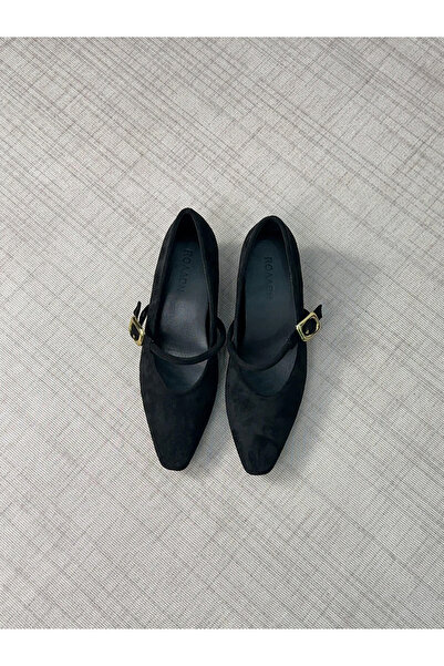 Take Two By Styli Women Black Suede Mary Jane Shoes