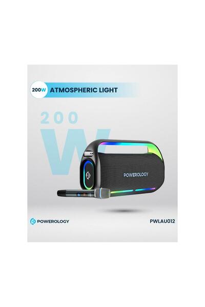 Powerology Deep Bass Party Speaker 150W with RGB Lights, Wireless Mic & Power...