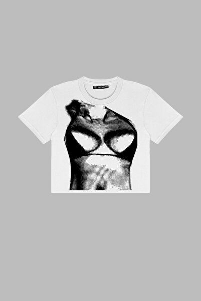 Sekizbiraltı Don'T Touch Printed White Crop Top