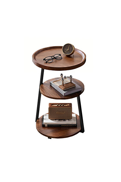 Sinyin Coffee Table,3-Tier Round Side Table,Wood Modern Nightstand Bedside Ta...