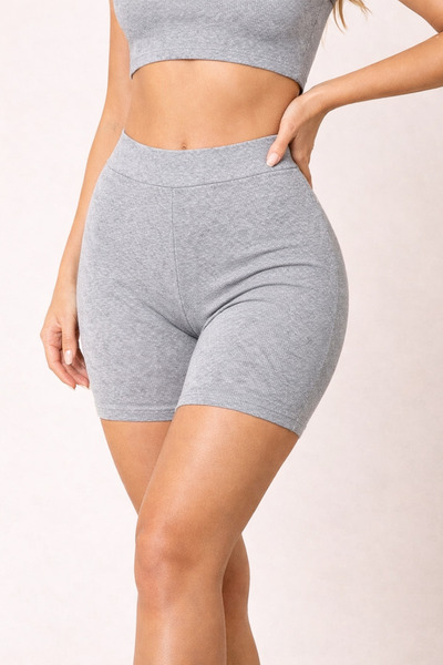 Melva Women's High Waist Ribbed Knit Biker Leggings Shorts 95% Cotton 5% Lycr...