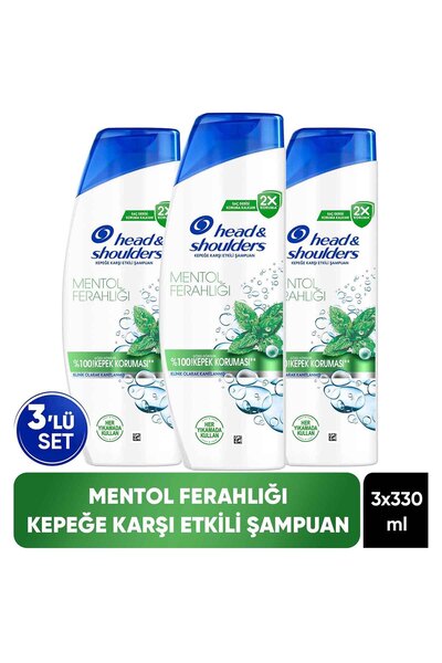 Head & Shoulders 2'si 1 Arada Mentol Ferahlığı Kepek Karşıtı Şampuan 330ml x ...
