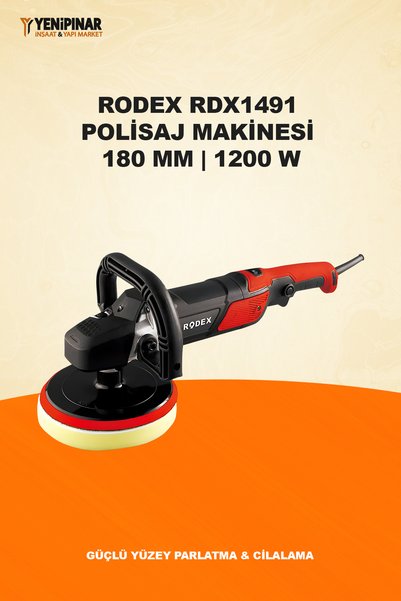 Rodex RDX1491 Polisaj Makinesi 180 mm | 1200 W Güçlü Yüzey Parlatma & Cilalama