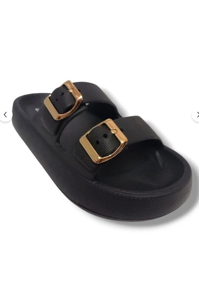 Slendos Women'S, Black, Comfort Gold Color Buckle, Comfortable Sole Slippers