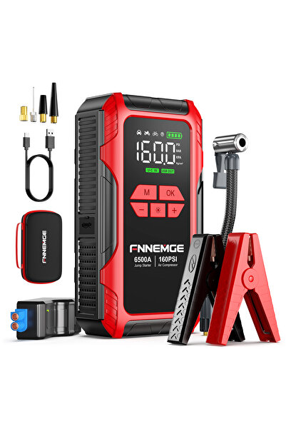 FNNEMGE 4-in-1 Portable 6500A Car Battery Jump Starter 26800mAh with Air Comp...