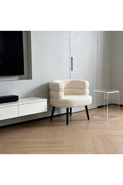 Mtanvxay كرسي زينة أبيض من البوليستر والفولاذ الكربوني، مناسب لغرفة النوم وغر...