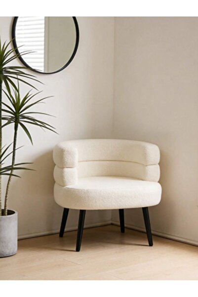 Tiokkss كرسي غرفة معيشة أبيض من قماش البوكليه، مناسب للجلوس في الهواء الطلق و...