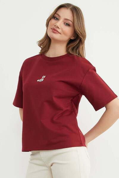 Fulla Moda Φαρδύ μπλουζάκι με κέντημα γάτας