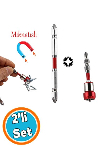 NZB Çift Taraflı Yıldız Bits Uç N35 Mıknatıslı Manyetik Halkalı S2 Çelik PH2 ...