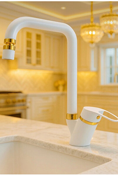 ELMİNA ARMATUR Gold Beyaz Mutfak Evye Bataryası