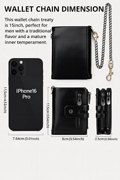 Generic ALDEBRAN® Men's Wallet with Chain – RFID Blocking Vertical Bifold Gen...