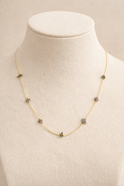 Karma Minimal Natural Stone Detail Gold Color Necklace