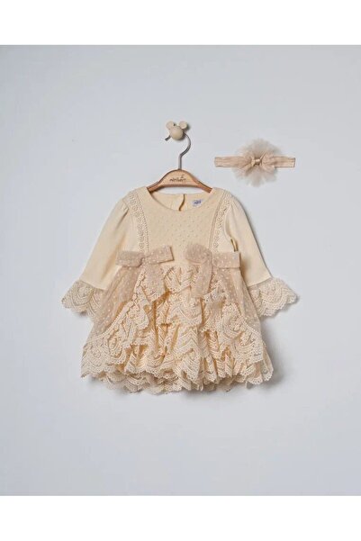 MİNİBORN فستان بناتي بتفاصيل دانتيل عضوي