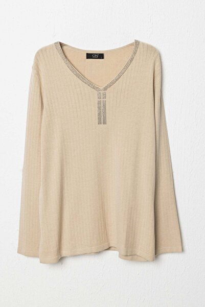 ON V-Neck Stone Embroidered Knitwear Sweater