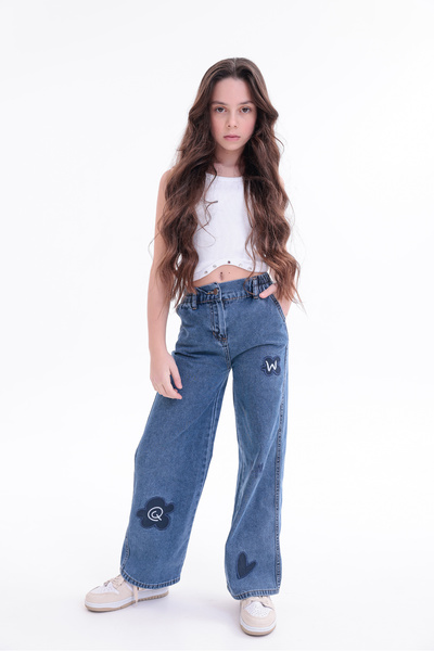 WİENS KİDS Girl's Embroidered Design Jeans