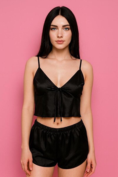 Nightlight Kadın Saten Askılı Şortlu Gecelik Takımı