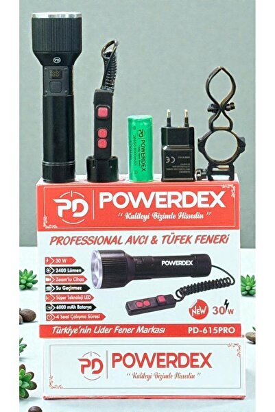 powerdex Pd-615 Pro 30W & 2400 Lümen Profesyonel Zoomlu El & Tüfek Avcı Fener...