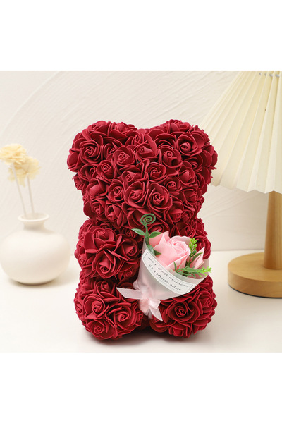 Choice باقة دب تيدي مزينة بوردة رغوية بلون عنابي. مثالية لحفلات الزفاف، عيد ا...