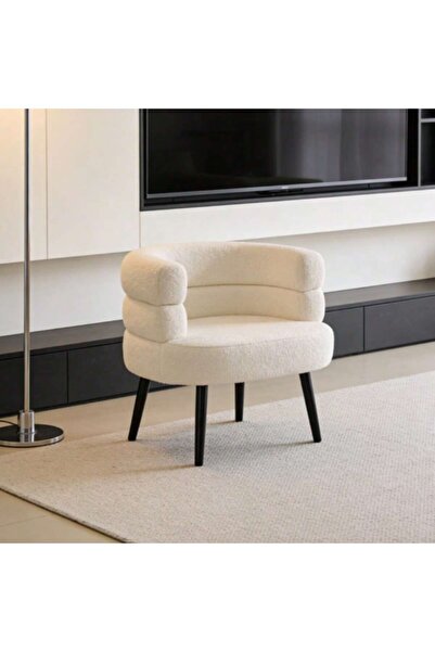 Tiokkss كرسي غرفة معيشة، كرسي خارجي بذراعين منجد باللون الأبيض من قماش البوكل...