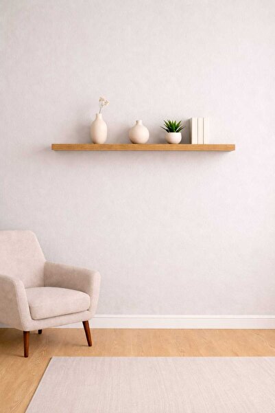 yankı-byeg 90 Cm Safir Meşe Mdf Uçan Duvar Rafı Gizli Bağlantı Kitaplık