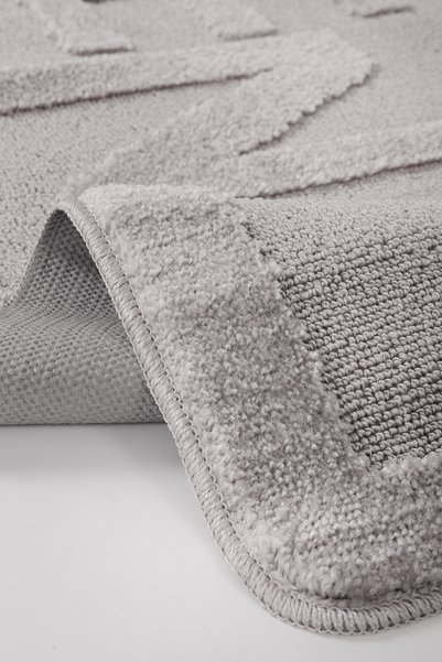 Konfor Halı Gray Non-Slip Base Bath Mat Long Lasting Soft Water Absorbent Washable Enjoy 60X100