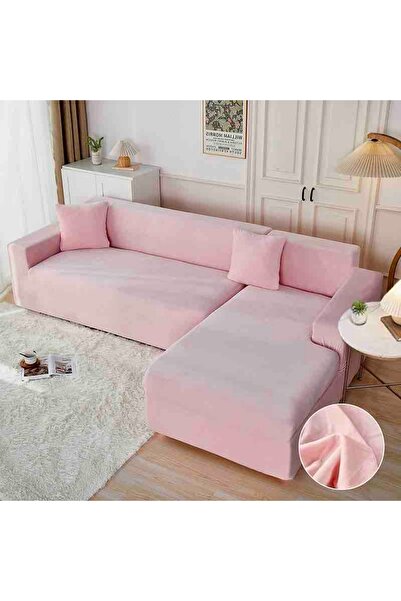 JOJO HOME Set of 2 elastic velvet corner sofa covers, 2+3 Seater (M+L) + 2 Pi...