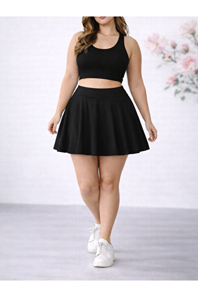 CARABO MODA High Waist Super Quality Sports Mini Flared Skirt