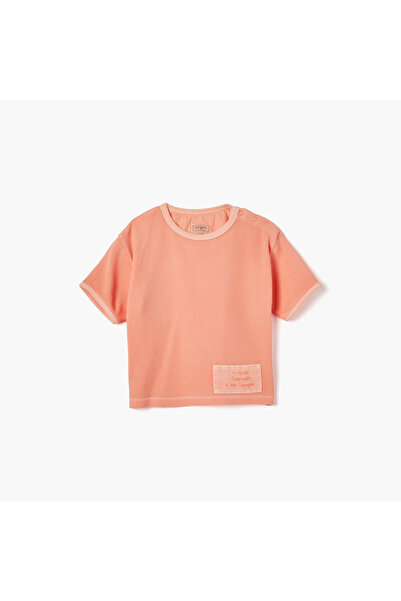 Lee Cooper Textured Crew Neck T-shirt with Short Sleeves and Button Closure