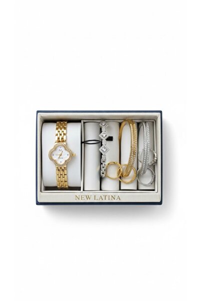 Boutique Complete women's accessory set (gold and silver) - watch and geometr...