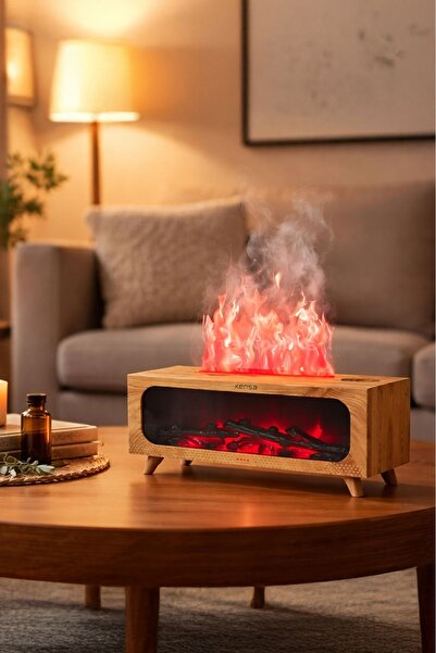 TEKNOHANE Ahşap Rengi Şık Tasarım Hava Nemlendirici Aromaterapi Buhar Makinesi