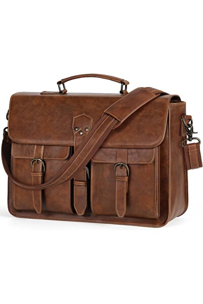 RAINSMORE Messenger Bag for Men 15.6 Inch Leather Laptop Briefcase