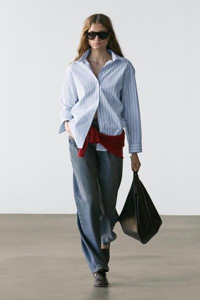 Massimo Dutti %100 pamuklu çizgili gömlek