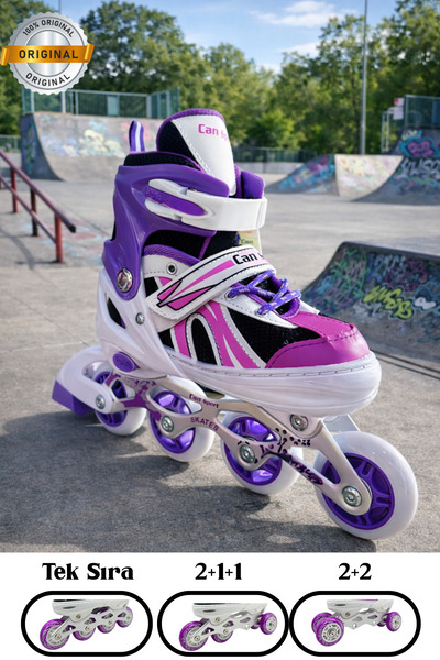 İMVULA Işıklı Ayarlanabilir Alıştırma ve Profesyonel Çantalı Çocuk Pateni