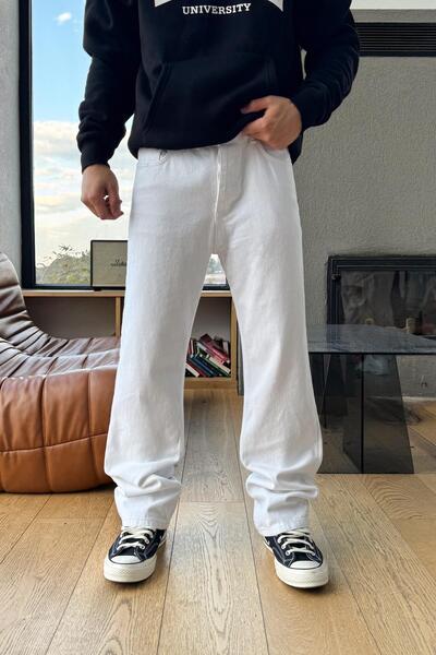 Flaw Wear بنطلون عادي بأزرار باللون الأبيض