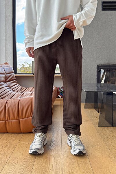 Flaw Wear material reiat Pantaloni din bumbac cu talie elastică maro