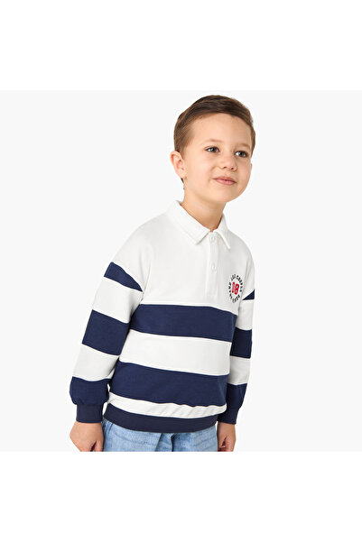 Lee Cooper سويت شيرت مخطط بياقة وأكمام طويلة