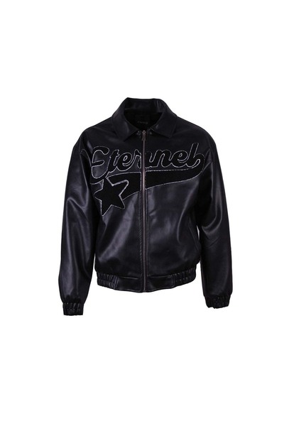 trender Eternal Print Black Men's Leather Jacket 963