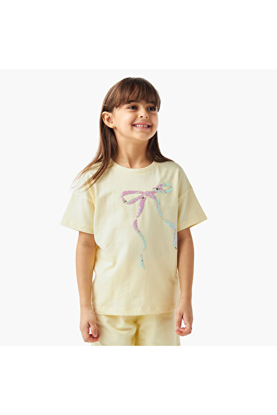 Juniors Bow Embellished T-shirt