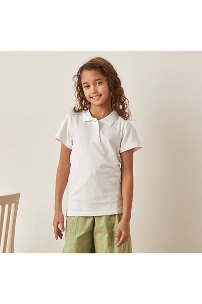 Juniors Solid Polo T-shirt with Short Sleeves