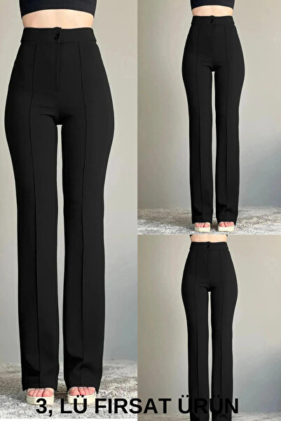 FEVİLLE Țesătură neagră din crep pentru femei (3 bucăți produse la ofertă) Pa...