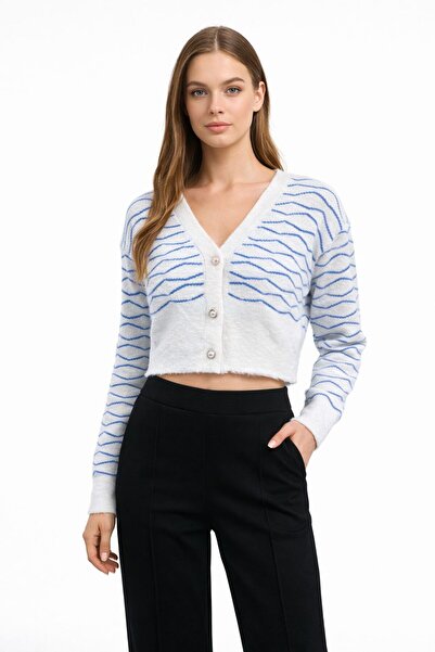 STECCA Striped Crop V-Neck