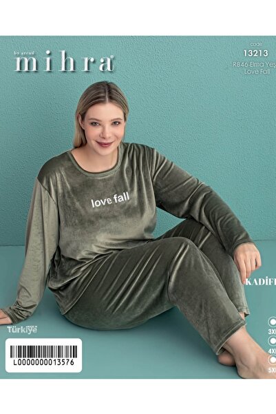 Mihra Kadın kışlık Bisiklet yaka Kadife Pijama Takımı