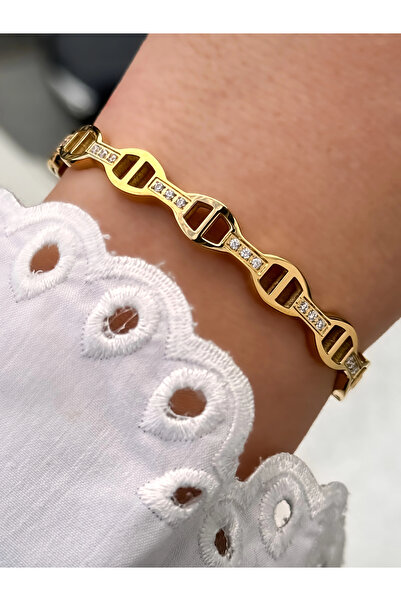 FERRO Yellow Steel Handcuff Cord Crystal Stone Women's Bracelet Frjw10015A-B ...