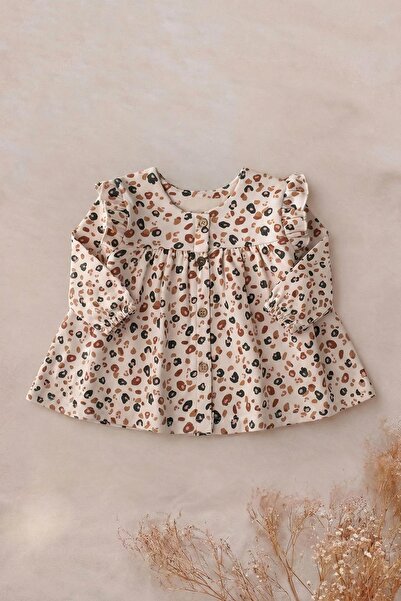 Cigit Oversized Patterned Cardigan 1-5 Years Old Stone