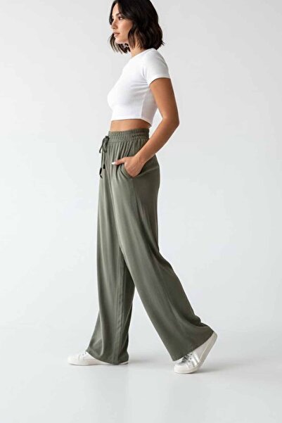 vynor atelier Cupra Kumaş Yüksek Bel Palazzo Eşofman Altı Pantolon
